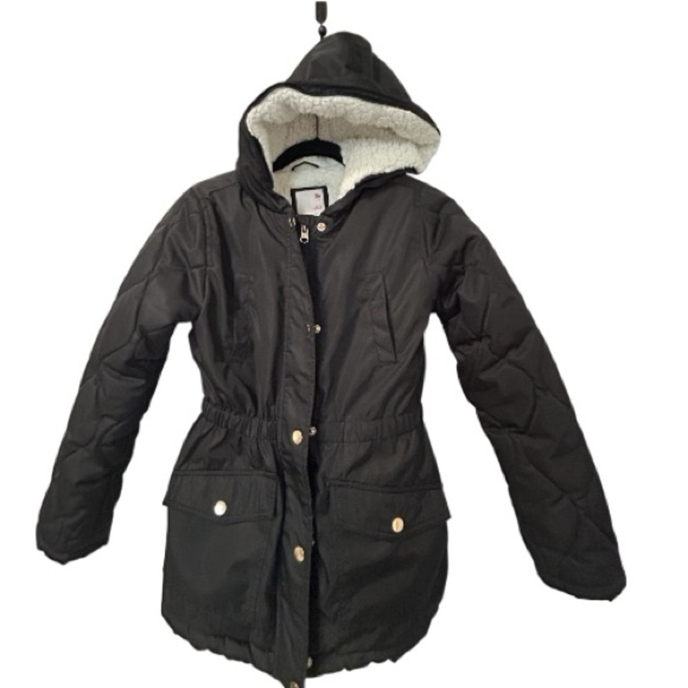 Girls Black Hooded winter Jacket